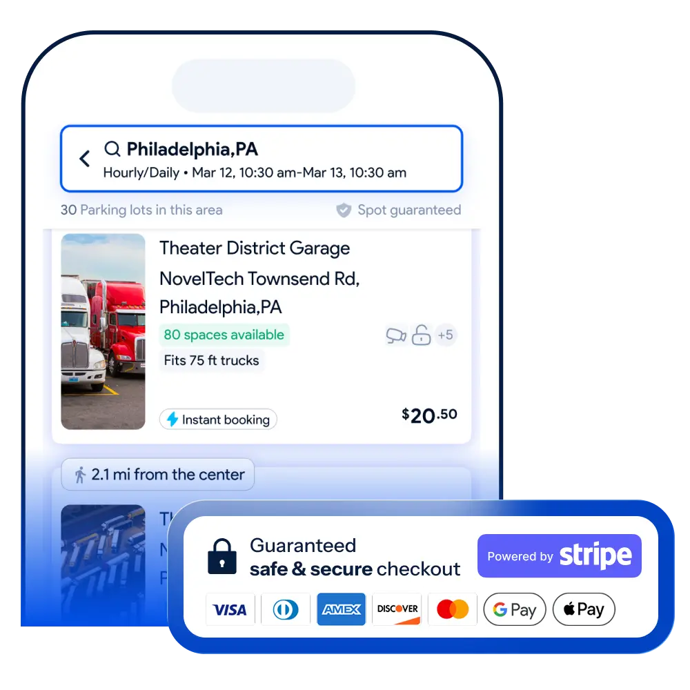 Truck driver booking parking with TruxSpot